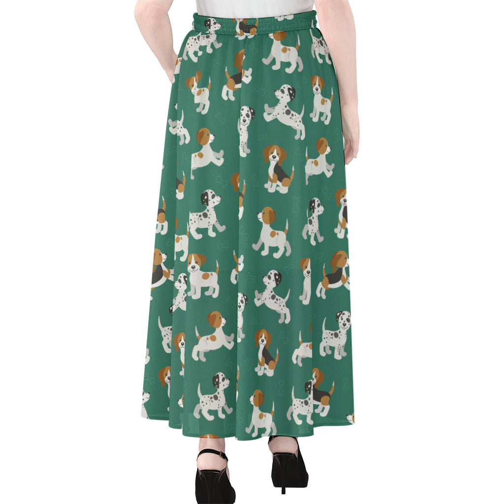 Cute Jack Russell Terrier Pattern Print Chiffon Maxi Skirt