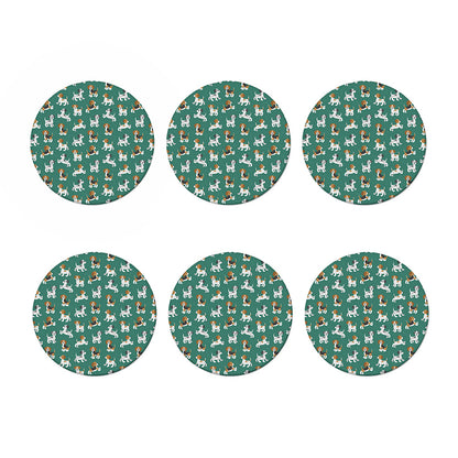Cute Jack Russell Terrier Pattern Print Coaster Set