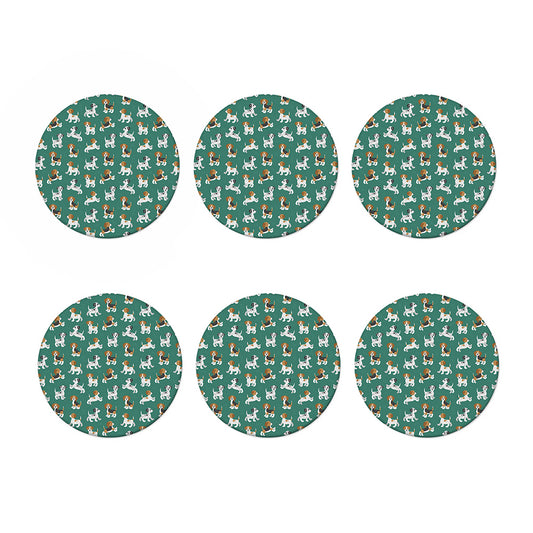 Cute Jack Russell Terrier Pattern Print Coaster Set