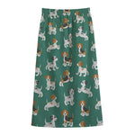 Cute Jack Russell Terrier Pattern Print Cotton Front Slit Maxi Skirt