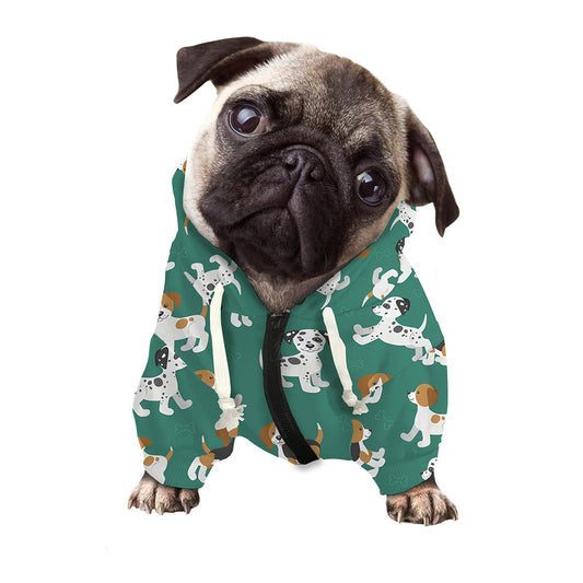 Cute Jack Russell Terrier Pattern Print Dog Zip Up Hoodie