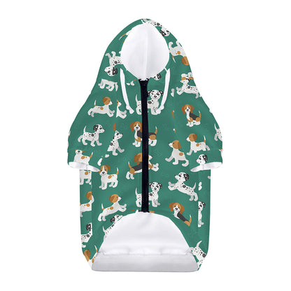 Cute Jack Russell Terrier Pattern Print Dog Zip Up Hoodie