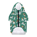 Cute Jack Russell Terrier Pattern Print Dog Zip Up Hoodie