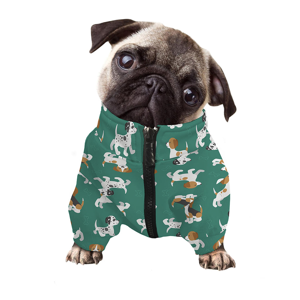 Cute Jack Russell Terrier Pattern Print Dog Zip Up Jacket