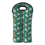 Cute Jack Russell Terrier Pattern Print Double Neoprene Wine Tote