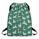 Cute Jack Russell Terrier Pattern Print Drawstring Backpack