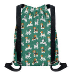 Cute Jack Russell Terrier Pattern Print Drawstring Backpack