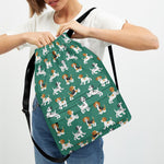 Cute Jack Russell Terrier Pattern Print Drawstring Backpack