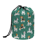 Cute Jack Russell Terrier Pattern Print Drawstring Makeup Bag