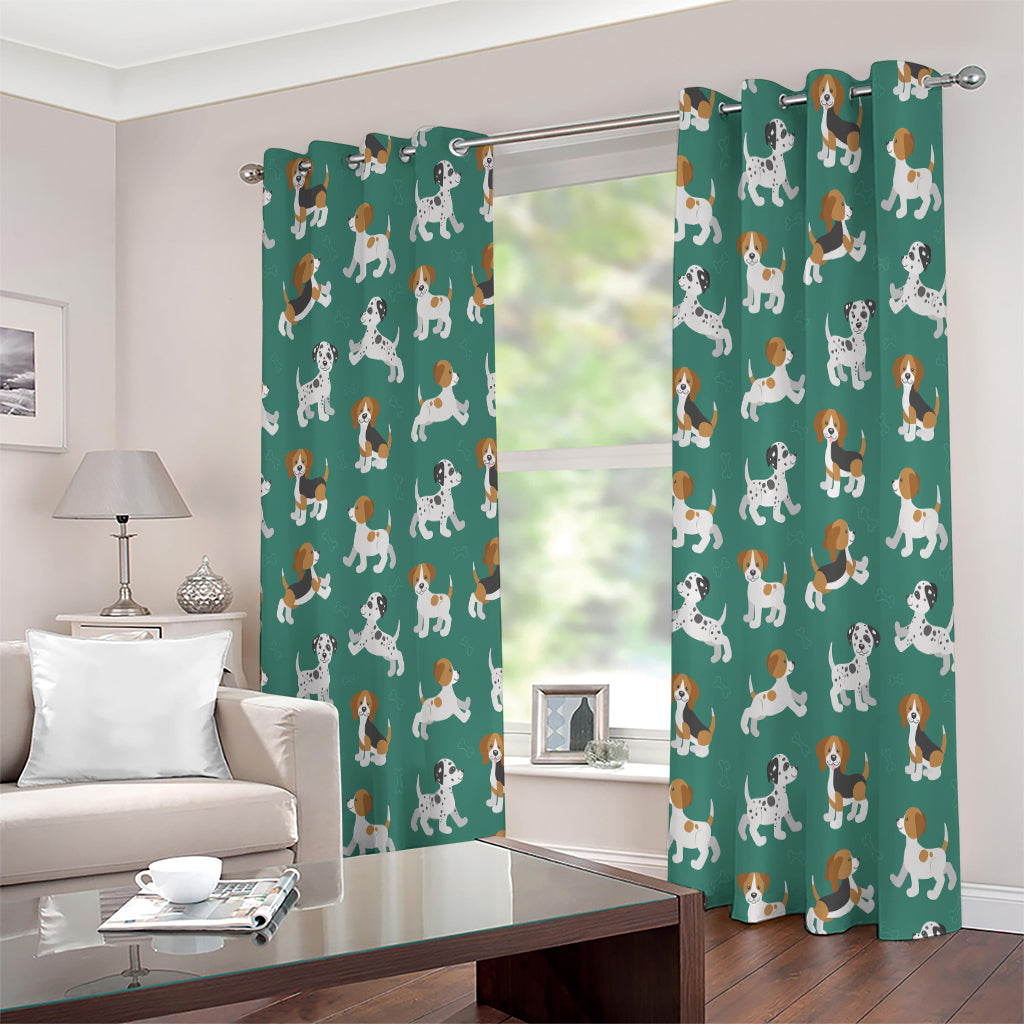 Cute Jack Russell Terrier Pattern Print Extra Wide Grommet Curtains