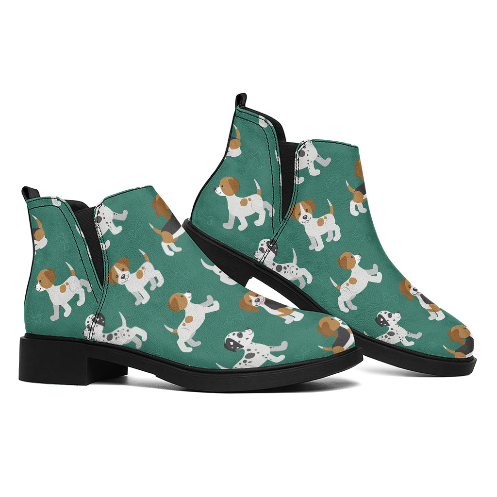 Cute Jack Russell Terrier Pattern Print Flat Ankle Boots