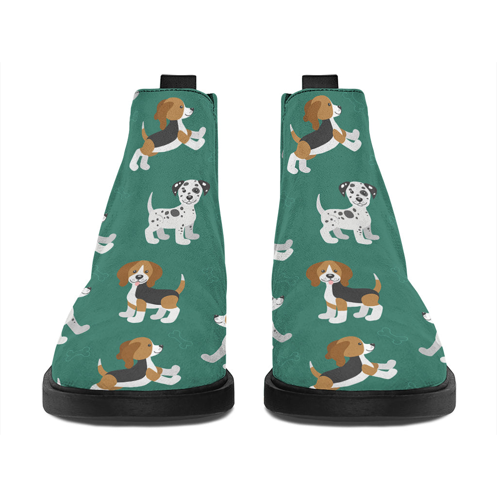 Cute Jack Russell Terrier Pattern Print Flat Ankle Boots