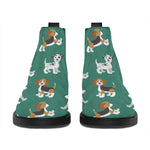 Cute Jack Russell Terrier Pattern Print Flat Ankle Boots