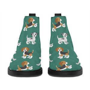 Cute Jack Russell Terrier Pattern Print Flat Ankle Boots