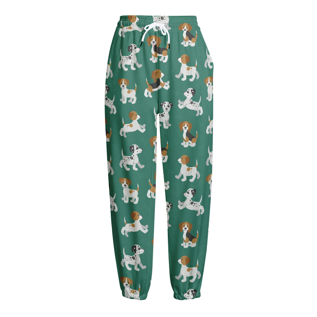 Cute Jack Russell Terrier Pattern Print Fleece Lined Knit Pants