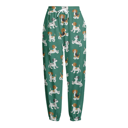 Cute Jack Russell Terrier Pattern Print Fleece Lined Knit Pants