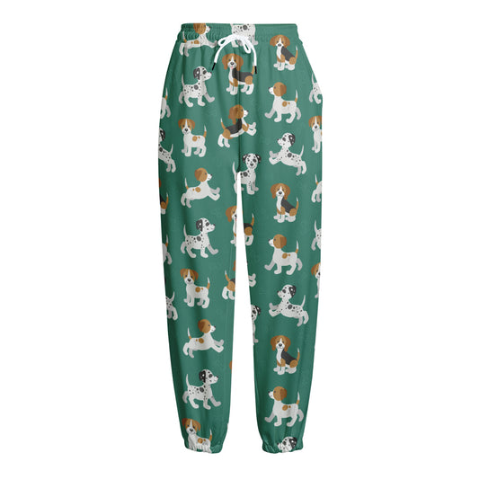 Cute Jack Russell Terrier Pattern Print Fleece Lined Knit Pants