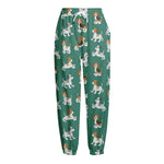 Cute Jack Russell Terrier Pattern Print Fleece Lined Knit Pants