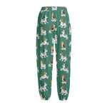 Cute Jack Russell Terrier Pattern Print Fleece Lined Knit Pants