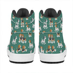 Cute Jack Russell Terrier Pattern Print High Top Leather Sneakers