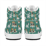 Cute Jack Russell Terrier Pattern Print High Top Leather Sneakers