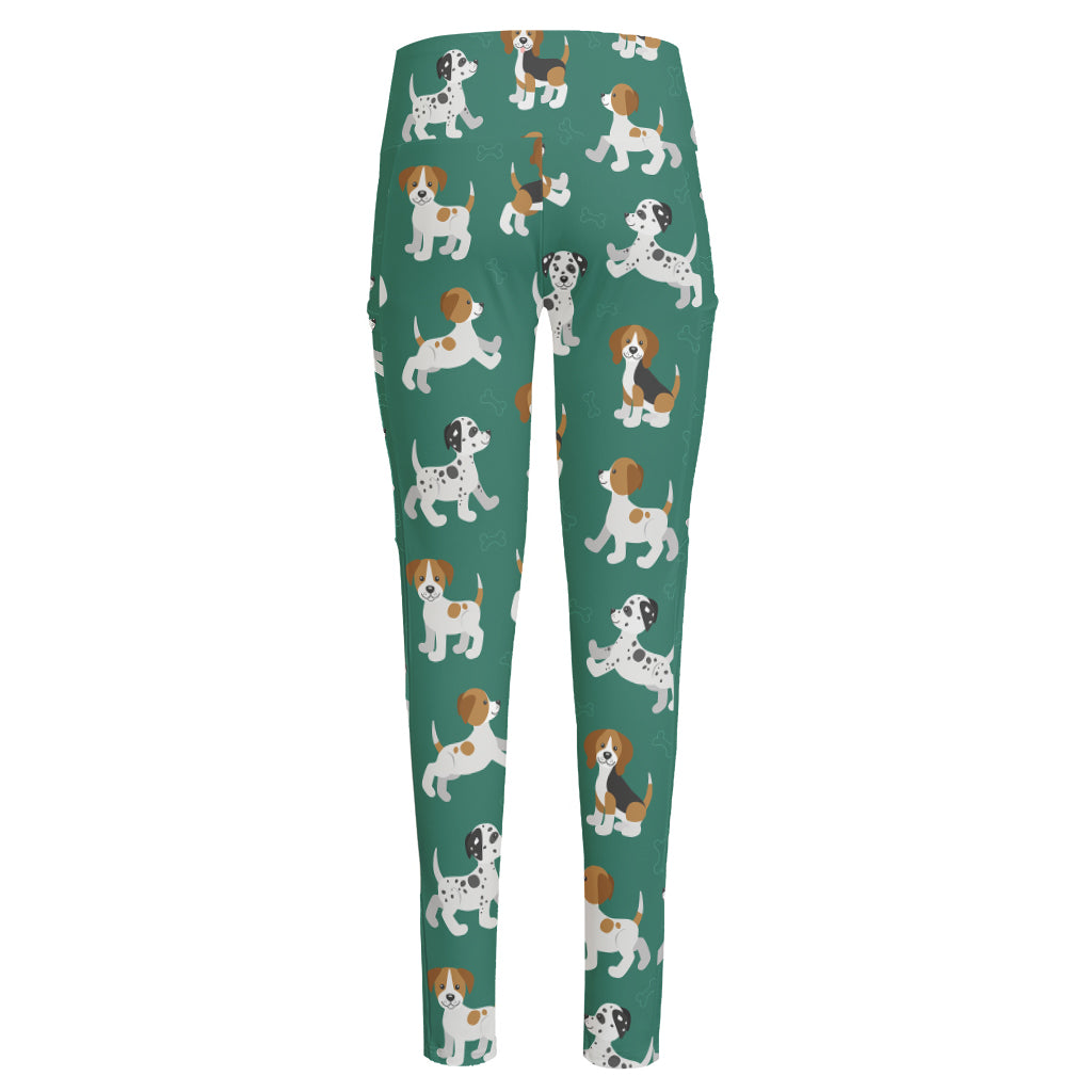 Cute Jack Russell Terrier Pattern Print High-Waisted Pocket Leggings