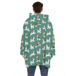Cute Jack Russell Terrier Pattern Print Hoodie Blanket
