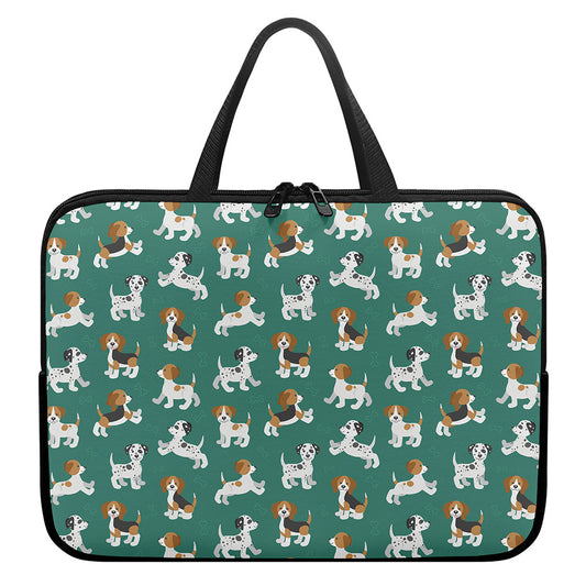 Cute Jack Russell Terrier Pattern Print Laptop Sleeve With Handle