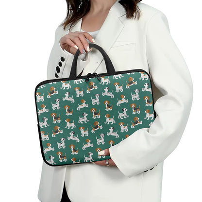 Cute Jack Russell Terrier Pattern Print Laptop Sleeve With Handle