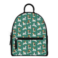 Cute Jack Russell Terrier Pattern Print Leather Backpack
