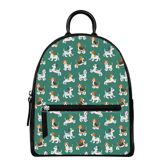 Cute Jack Russell Terrier Pattern Print Leather Backpack