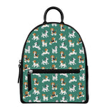 Cute Jack Russell Terrier Pattern Print Leather Backpack