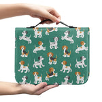 Cute Jack Russell Terrier Pattern Print Leather Bible Cover