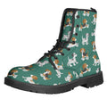 Cute Jack Russell Terrier Pattern Print Lace-Up Boots