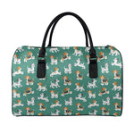 Cute Jack Russell Terrier Pattern Print Leather Duffle Bag