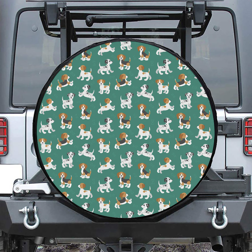 Cute Jack Russell Terrier Pattern Print Leather Spare Tire Cover