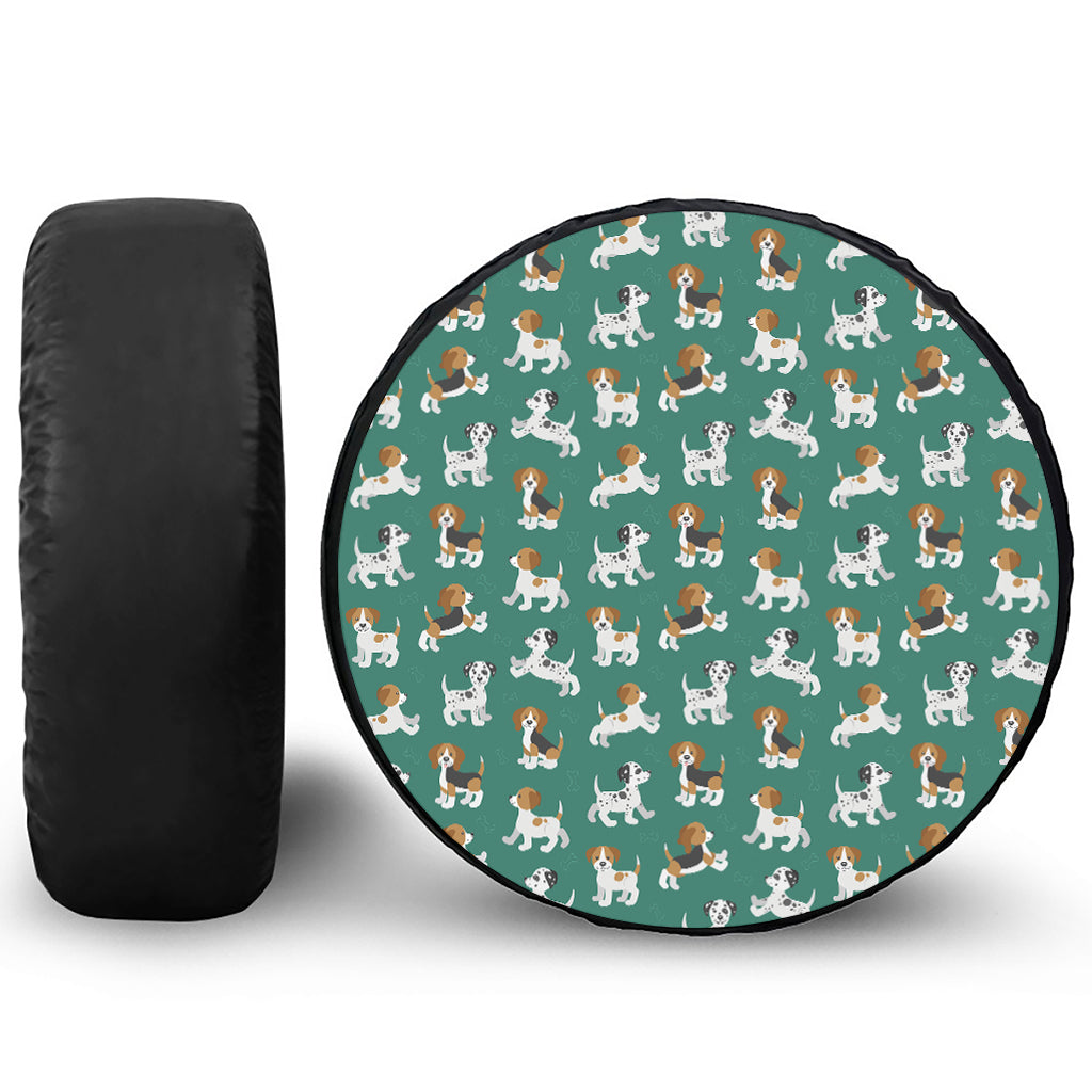 Cute Jack Russell Terrier Pattern Print Leather Spare Tire Cover