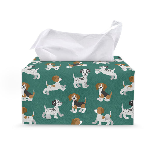 Cute Jack Russell Terrier Pattern Print Leather Tissue Box Cover
