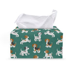 Cute Jack Russell Terrier Pattern Print Leather Tissue Box Cover