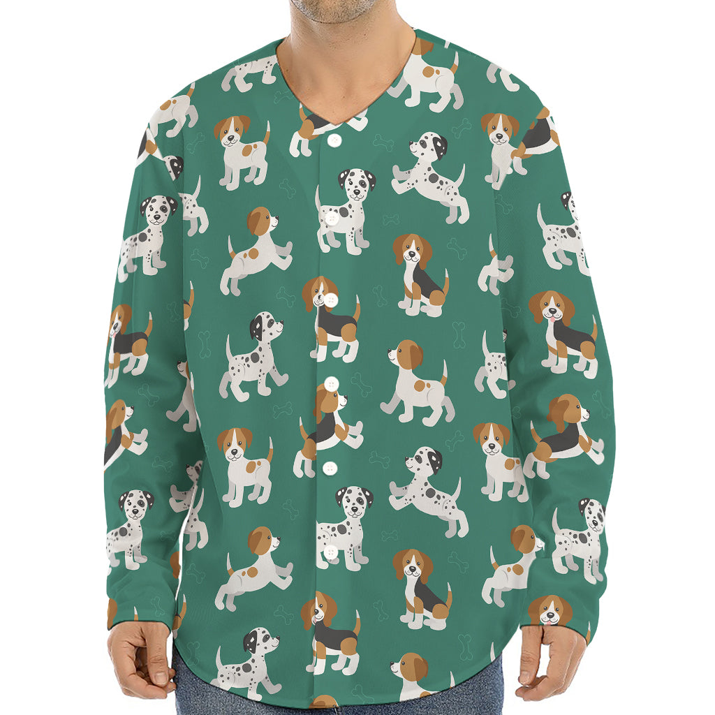 Cute Jack Russell Terrier Pattern Print Long Sleeve Baseball Jersey