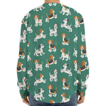 Cute Jack Russell Terrier Pattern Print Long Sleeve Baseball Jersey