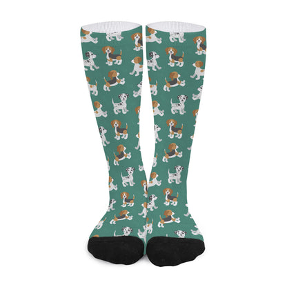 Cute Jack Russell Terrier Pattern Print Long Socks