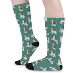 Cute Jack Russell Terrier Pattern Print Long Socks