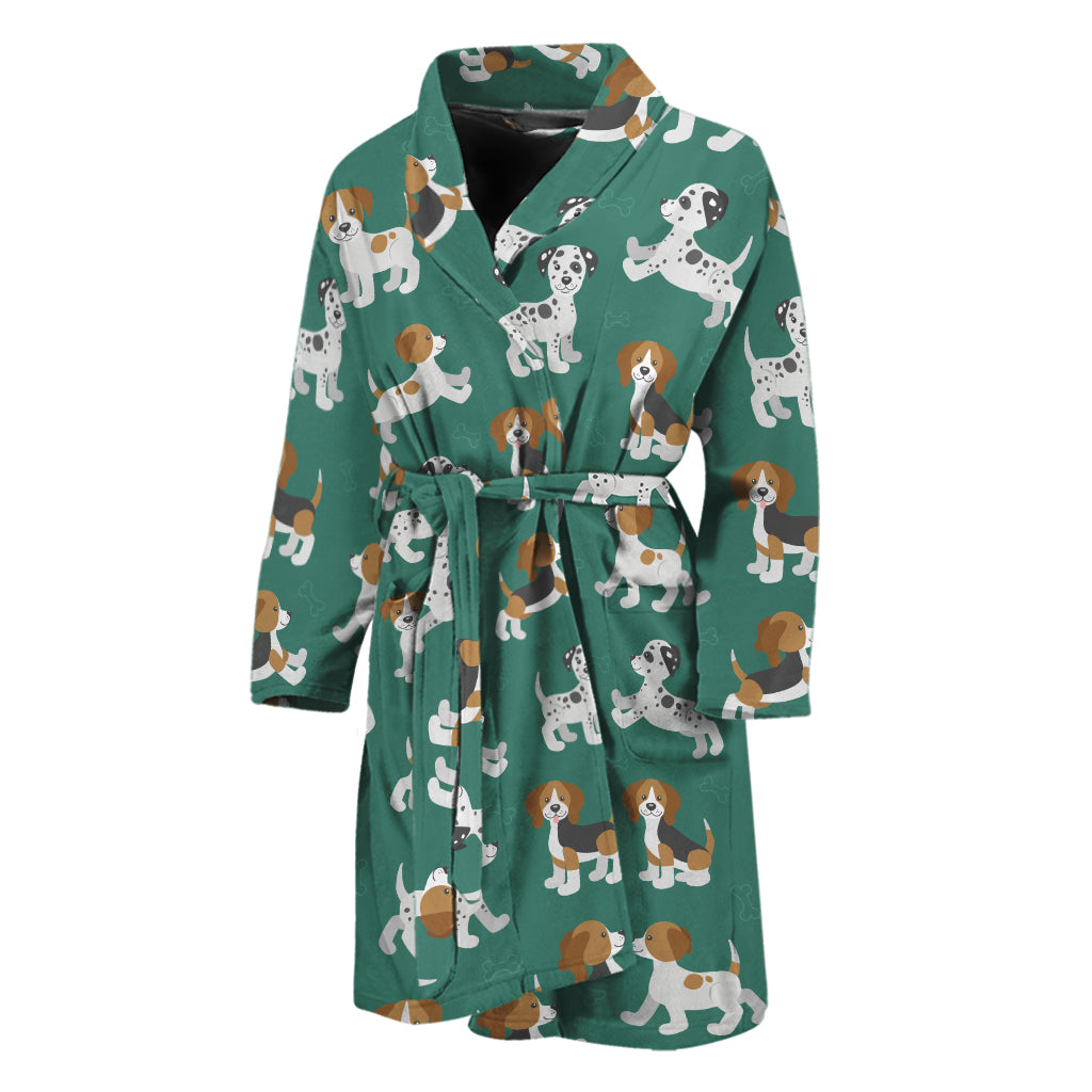 Cute Jack Russell Terrier Pattern Print Men's Bathrobe