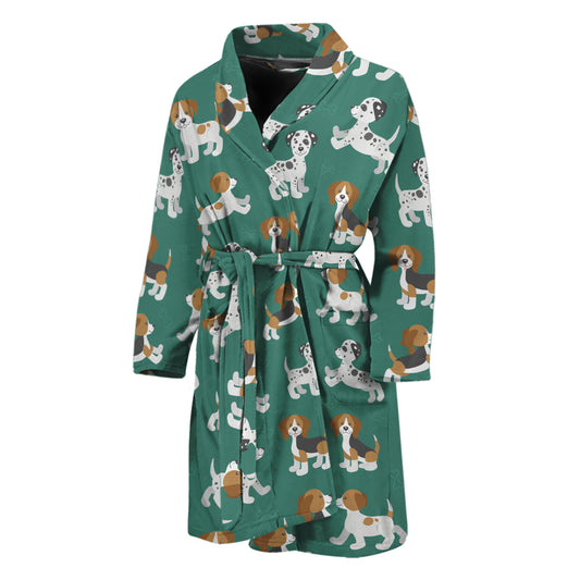 Cute Jack Russell Terrier Pattern Print Men's Bathrobe