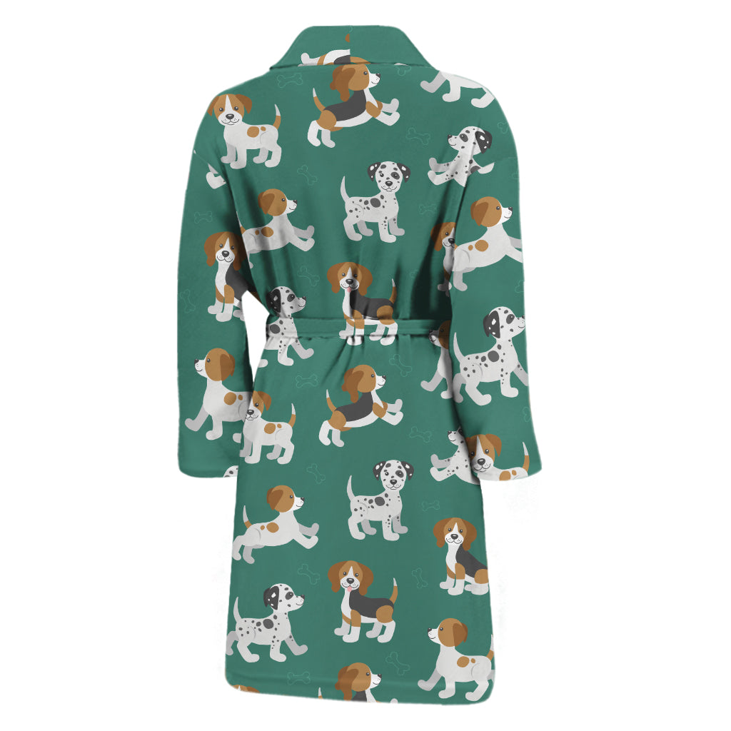 Cute Jack Russell Terrier Pattern Print Men's Bathrobe