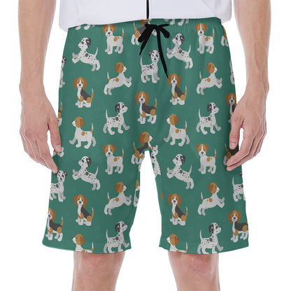 Cute Jack Russell Terrier Pattern Print Men's Beach Shorts