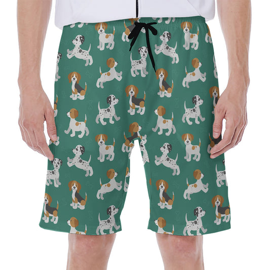 Cute Jack Russell Terrier Pattern Print Men's Beach Shorts