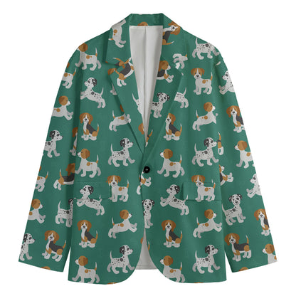 Cute Jack Russell Terrier Pattern Print Men's Blazer