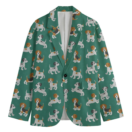 Cute Jack Russell Terrier Pattern Print Men's Blazer